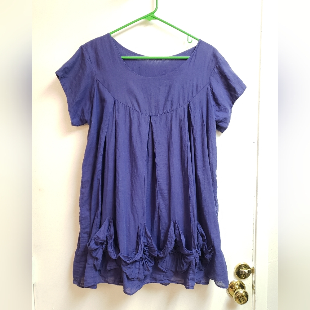 Flowing purple top w/rouched pockets - XL